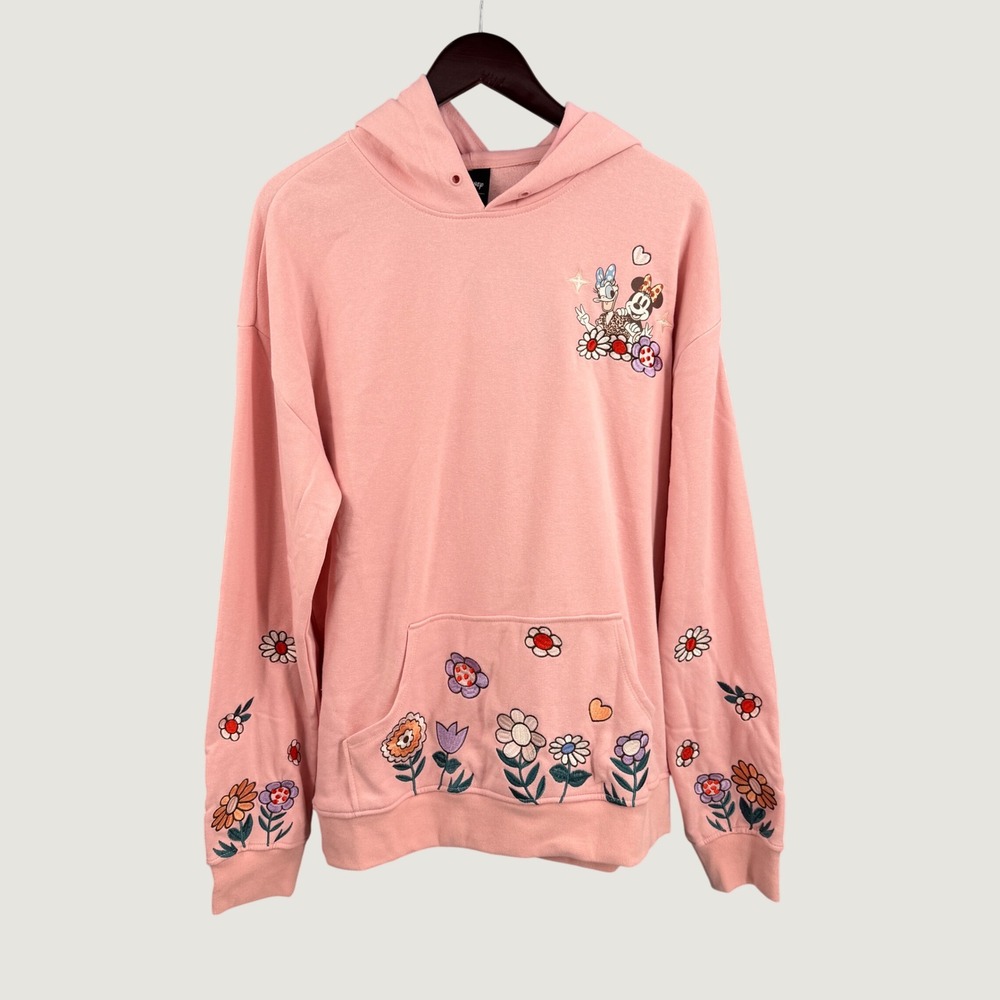 Disney x BoxLunch Minnie and Daisy Floral Embroidered Hoodie Pink Medium